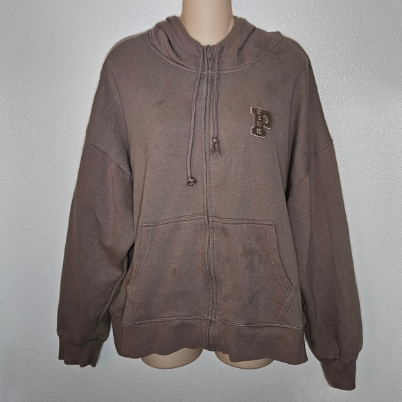 PINK Victoria's Secret Full Zip Hoodie  Logo Graphic Sweatshirt - Picture 1 of 8